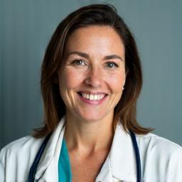 Professional headshot of Dr. Amelia Jones, a kind and experienced female physician.