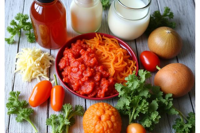 Close-up of vibrant, fermented foods, representing gut health.